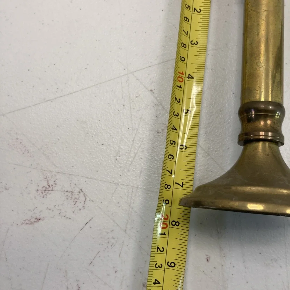 Pair of Vtg MCM Brass Metal Candle Candlestick‎ Holders 7.5